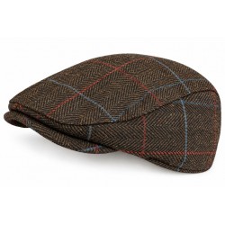 Casquette Plate Marron à Carreaux Bleu Rouge – Casquette Anglaise Laine