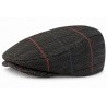 Casquette Plate Grise à Carreaux Rouge Bleu – Casquette Anglaise Laine