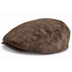 Casquette Plate Cuir Marron Daim Suédine Homme Réglable