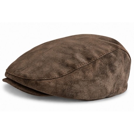 Casquette Plate Cuir Marron Daim Suédine Homme Réglable