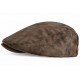 Casquette Plate Cuir Marron Daim Suédine Homme Réglable