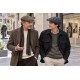 Casquette Plate Cuir Marron Daim Suédine Homme Réglable