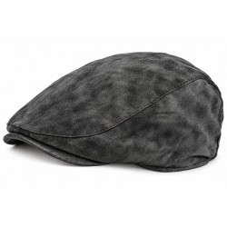 Casquette Plate Cuir Gris Daim Suédine Homme Réglable