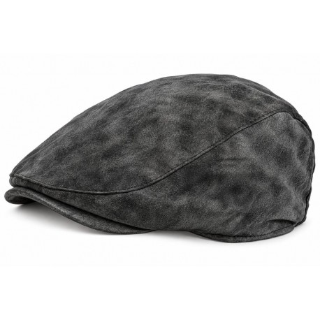 Casquette Plate Cuir Gris Daim Suédine Homme Réglable