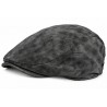 Casquette Plate Cuir Gris Daim Suédine Homme Réglable
