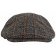 Casquette Plate Grise à Carreaux Orange – Casquette Homme Laine