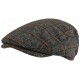 Casquette Plate Grise à Carreaux Orange – Casquette Homme Laine