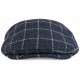 Casquette Plate Bleu Marine à Carreaux Écru – Casquette Homme Laine