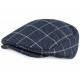 Casquette Plate Bleu Marine à Carreaux Écru – Casquette Homme Laine