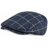 Casquette Plate Bleu Marine à Carreaux Écru – Casquette Homme Laine