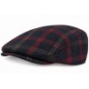 Casquette Plate Bleue à Carreaux Rouges – Casquette Anglaise Laine Hiver