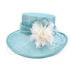 Chapeau Cérémonie Cyrille en sisal Turquoise ANCIENNES COLLECTIONS divers