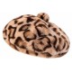 Béret Fourrure Léopard Femme Beige – Bonnet en Fausse Fourrure