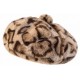 Béret Fourrure Léopard Femme Beige – Bonnet en Fausse Fourrure