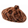 Béret Fourrure Léopard Marron Femme – Bonnet en Fausse Fourrure