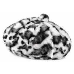 Béret Fourrure Léopard Blanc Noir – Bonnet Panthère Femme
