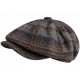 Casquette Gavroche à Carreaux Gris Bleu en Laine Vintage