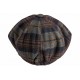 Casquette Gavroche à Carreaux Gris Bleu en Laine Vintage