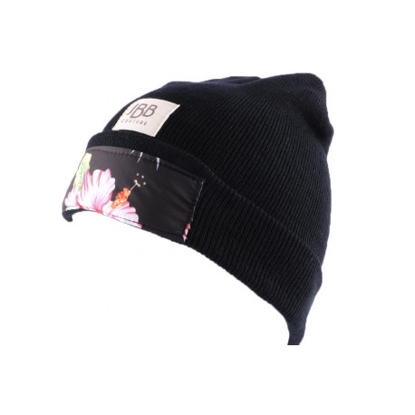 Bonnet JBB Couture Noir avec impréssion Florale ANCIENNES COLLECTIONS divers