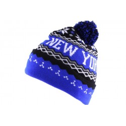 Bonnet NY bleu avec pompon ANCIENNES COLLECTIONS divers