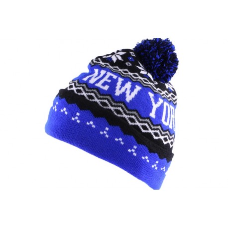 Bonnet NY bleu avec pompon ANCIENNES COLLECTIONS divers