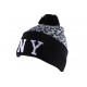 Bonnet Ny Leopard Gris et Noir avec pompon ANCIENNES COLLECTIONS divers