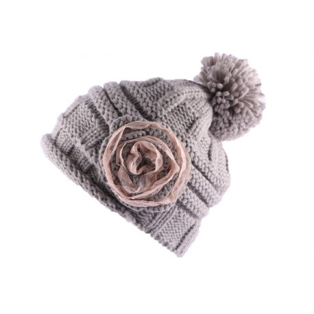 Bonnet Pompon Lya Gris Dentelle Beige ANCIENNES COLLECTIONS divers