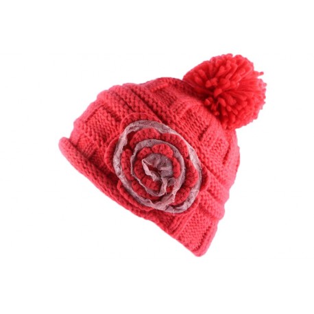 Bonnet Pompon Lya Rose Dentelle Rose ANCIENNES COLLECTIONS divers