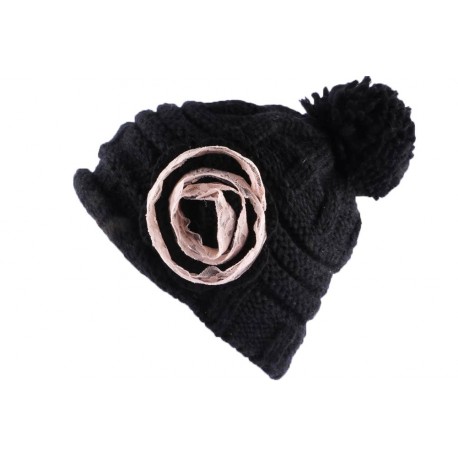 Bonnet Pompon Lya Noir Dentelle Beige ANCIENNES COLLECTIONS divers