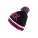 Bonnet Ny Noir et Rose avec pompon ANCIENNES COLLECTIONS divers