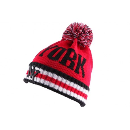 Bonnet Ny Rouge, Noir et blanc avec pompon ANCIENNES COLLECTIONS divers