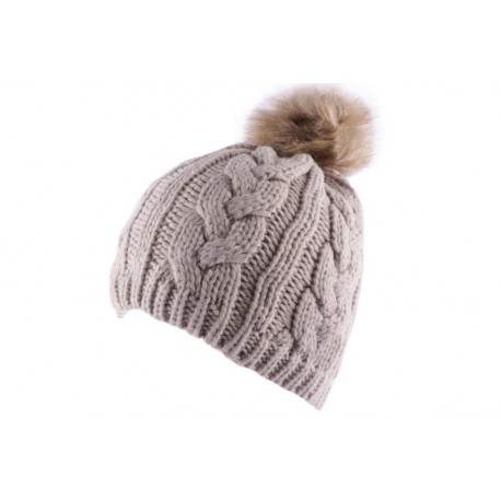 Bonnet Nyls Création Beige avec pompon ANCIENNES COLLECTIONS divers