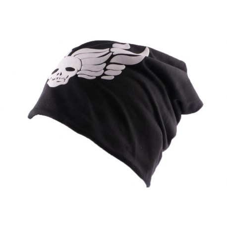 Bonnet Biker Oversize Noir Tête de mort BONNETS Nyls Création