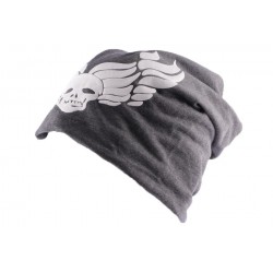 Bonnet Biker Oversize Gris avec tête de mort ANCIENNES COLLECTIONS divers