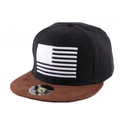 Snapback Noire avec drapeau US visière marron CASQUETTES Hip Hop Honour