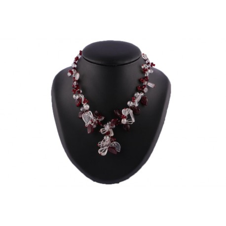 Collier Laelle en perles Bordeaux et Cristal BIJOUX Léon montane