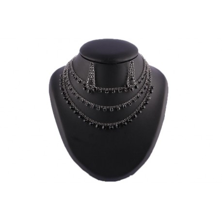 Collier 3 rangs strass noir Amby BIJOUX Léon montane