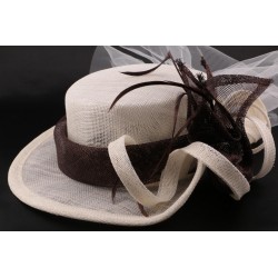 Chapeau Mariage Lea Canotier Ecru Chocolat ANCIENNES COLLECTIONS divers