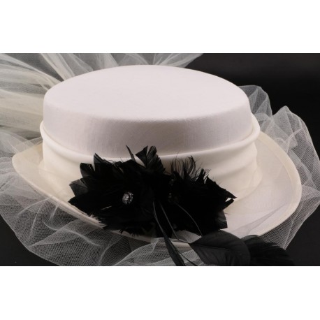 Chapeau Mariage Amazone Eloa Ivoire Noir ANCIENNES COLLECTIONS divers