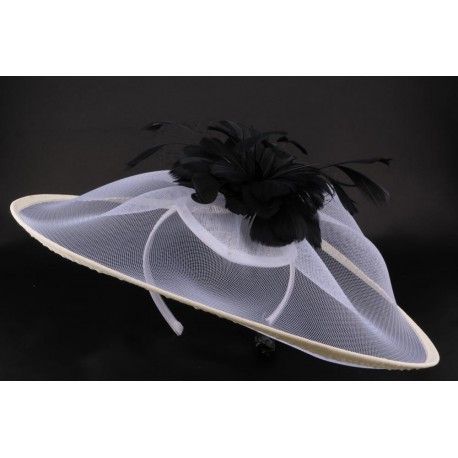 Coiffe mariage Alty Crin blanchi fleur noire ANCIENNES COLLECTIONS divers