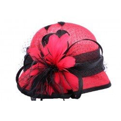 Chapeau cérémonie Delfy en sisal Rouge et Noir ANCIENNES COLLECTIONS divers