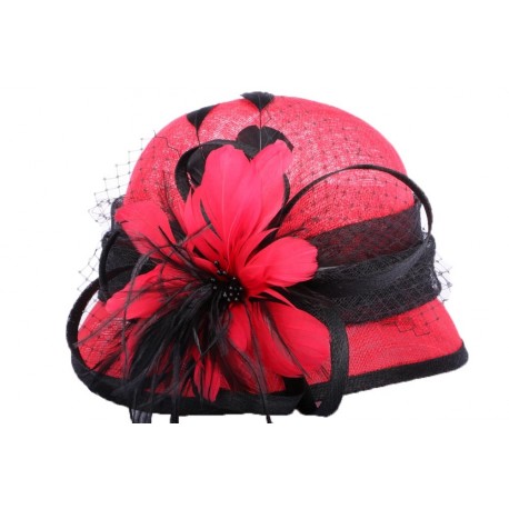 Chapeau cérémonie Delfy en sisal Rouge et Noir ANCIENNES COLLECTIONS divers