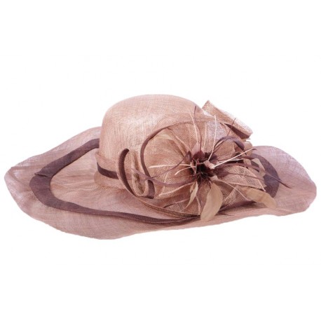 Chapeau cérémonie capeline Life en sisal Taupe et Marron ANCIENNES COLLECTIONS divers