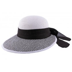 Chapeau en paille Amiata en Raphia Noir et Blanc CHAPEAUX JULIEN DULAC