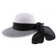 Chapeau en paille Amiata en Raphia Noir et Blanc CHAPEAUX JULIEN DULAC