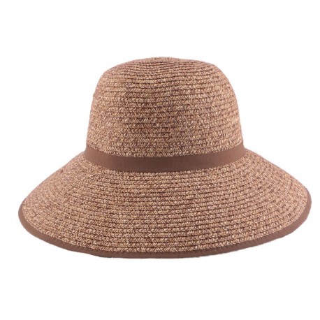 Chapeau paille Ischia en Chiné Marron et Naturel CHAPEAUX JULIEN DULAC