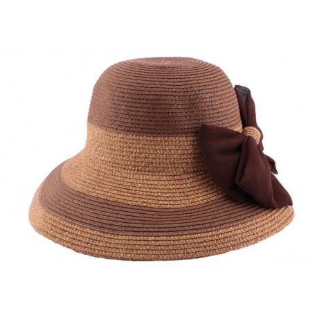 Chapeau paille Vésuve en mottled naturel et marron ANCIENNES COLLECTIONS divers