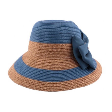 Chapeau paille Vésuve en mottled bleu et naturel ANCIENNES COLLECTIONS divers