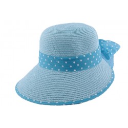 Chapeau paille Vulcano en mottled bleu CHAPEAUX JULIEN DULAC