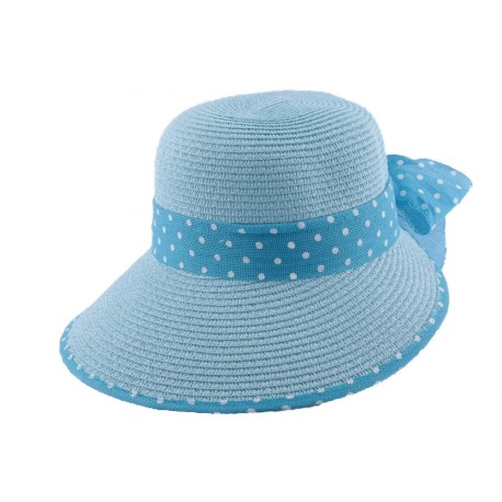 Chapeau paille Vulcano en mottled bleu CHAPEAUX JULIEN DULAC